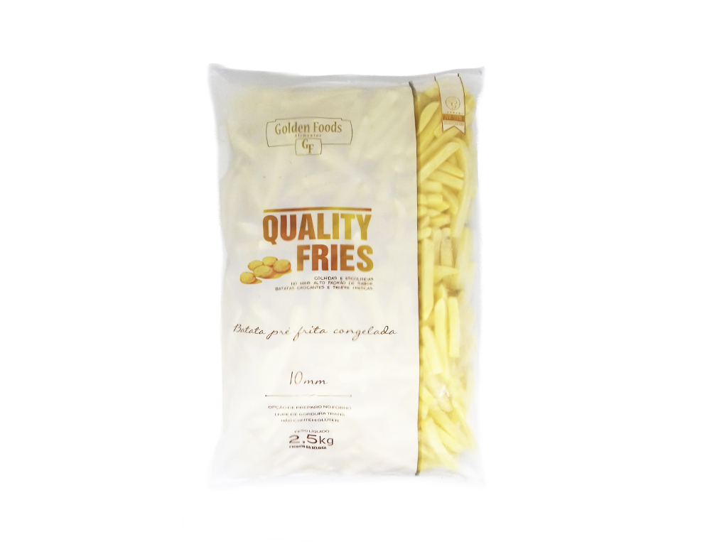 BATATA PALITO CONGELADA PRÉ FRITA 10 MM CORTE TRADICIONAL QUALITY FRIES 2 KG (CX 6 PCT)